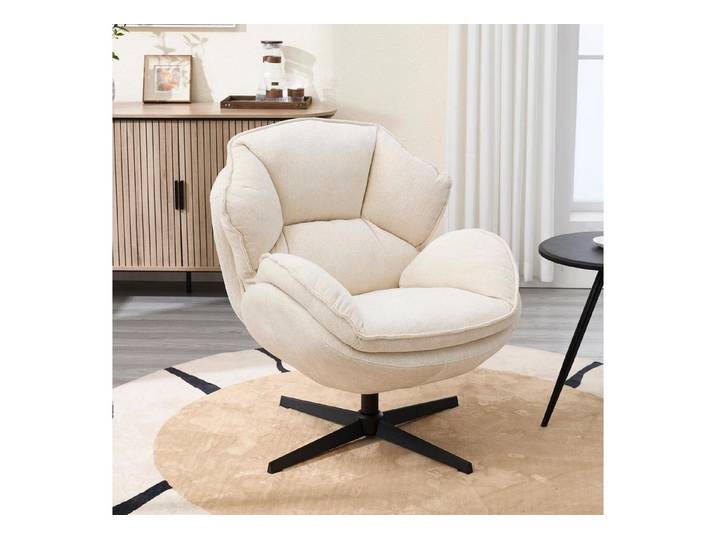 LuxusKollektion Loungesessel Sessel Loungesessel drehbar Chenille gepolstert Ohrensessel Weiß