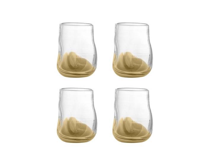 Trinkgläser Kati – klares Glas mit goldenem Farbverlauf (4er-Set) - Gold - Luxusbetten24
