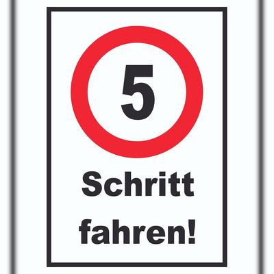 HB-Druck Schritt fahren 5 km/h Schrittgeschwindigkeit Schild Langsam fahren A3 Rückseite selbstklebend