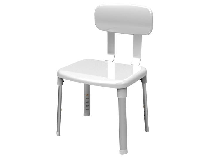 Dusch- und Badhocker BISCHOF Splash Comfort , weiss (weiß, silberfarben), B:42cm T:34cm, Duschhocker, Dusch- und Badhocker, Mit Rückenlehne, Höhenverstellbar, TÜV/GS