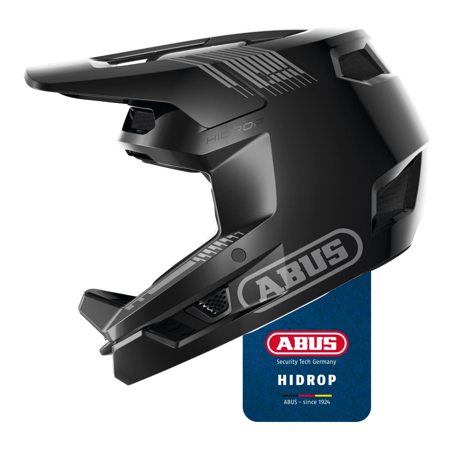 ABUS Downhill Helm HiDrop - ASTM-er Fullface Helm mit ABS-Außenschale für MTB: Downhill, Enduro und Bikepark - für Erwachsene und Jugendliche - Schwarz, Größe XL