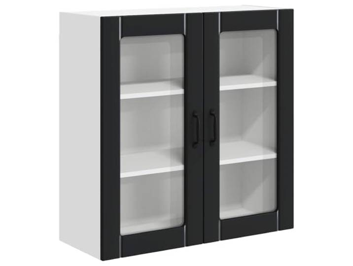 fsahslih Küchen Wandschrank Lucca Schwarz 80x31x80 cm Holzwerkstoff Stabiler Hängeschrank für die Küche: Zwei Türen und Ablagen bieten verlässlichen Stauraum für Geschirr bis 60 kg.