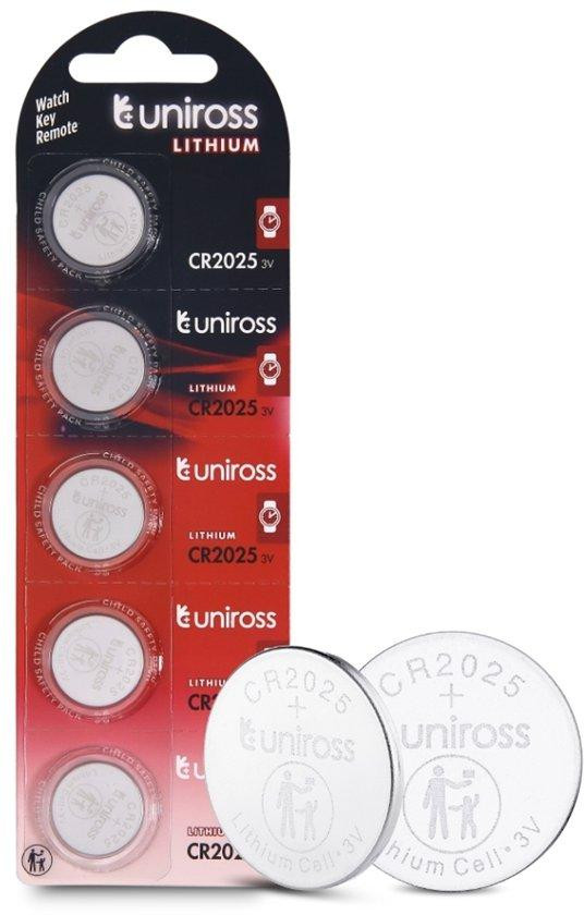 Uniross U5CR2025 Lithium Wegwerpbatterij CR2025 3V, 5 stuks