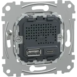 Merten USB Ladestation-Einsatz (21 W, 2 Ports), USB Ladegerät, Silber