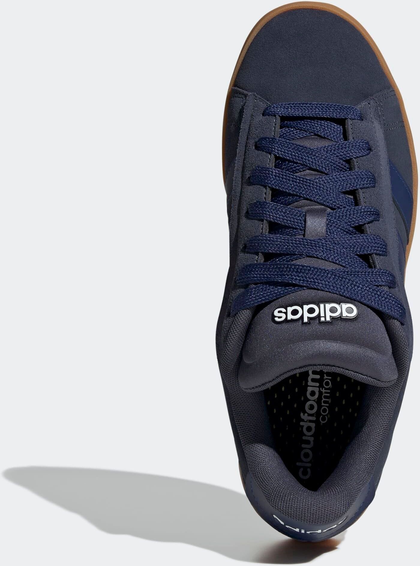 Sneaker ADIDAS SPORTSWEAR "GRAND COURT ALPHA", Herren, Gr. 44, shadow navy, schwarz lila, gum10, Leder, Synthetik, Schuhe Sneaker, Design inspiriert vom adidas Campus 00 shadow navy, schwarz lila, gum10 44