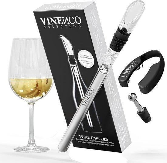 VINENCO 3-in-1 fleskoeler set van roestvrij staal voor wijnaccessoires