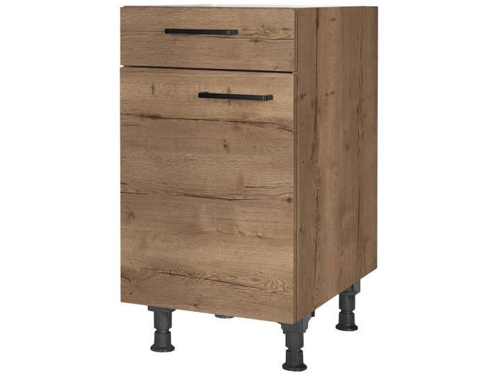 Schubkastenunterschrank, Eiche Dunkel, 45x87x56 cm, Metall, Einzeln Stellbar, Nobilia