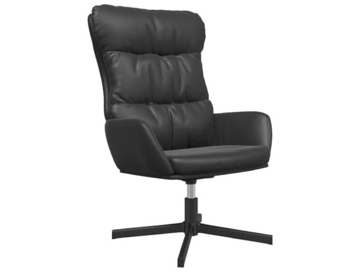 Relaxsessel Schwarz Kunstleder Drehsessel Metallgestell,360 Grad drehbar,schmutzabweisend,feuchtes Tuch,Arbeiten oder Ausruhen