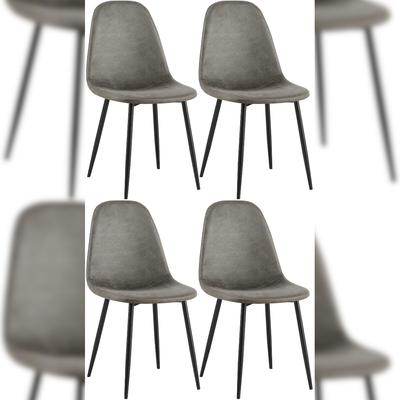 CLP 4er Set Esszimmerstühle Napier dunkelgrau/Kunstleder