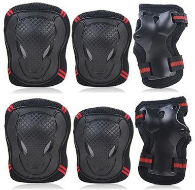 Uplifted Finds 6PCS Multi Sport Protective Gear Set With Knee Pads, Elbow Pads & Wrist Guards red m
