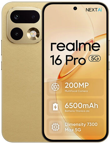 Realme 16 Pro 17,3 cm (6.8'') Doppia SIM 5G 8 GB 256 GB 6500 mAh Oro
