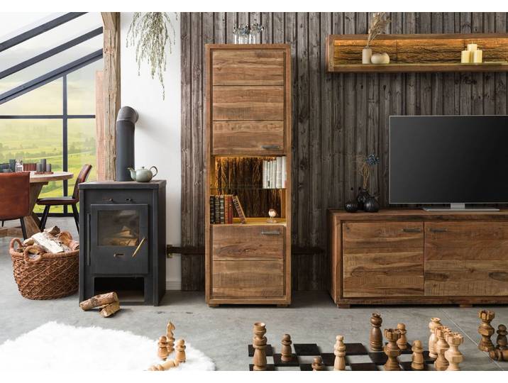 Vitrine Akazie 58x40x180 natur lackiert BARK #102