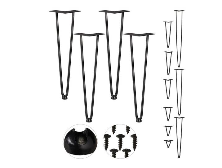 Hairpin Legs mit 2 Streben 4er-Set 45 cm Schwarz