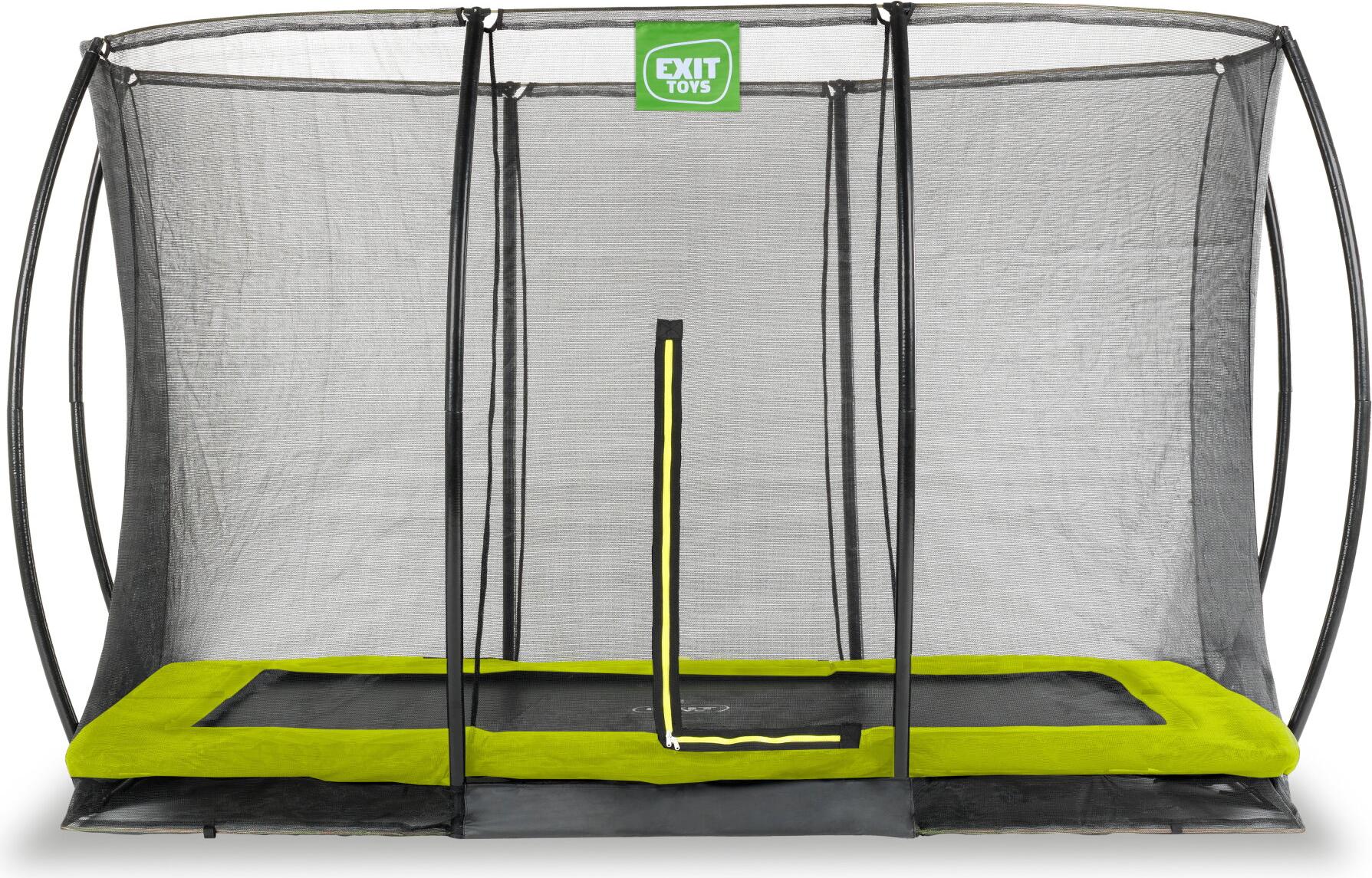 EXIT Silhouette Trampolin 244x366cm, mit Sicherheitsnetz, Bodentrampolin, Rechteckig, für Kinder, Grün