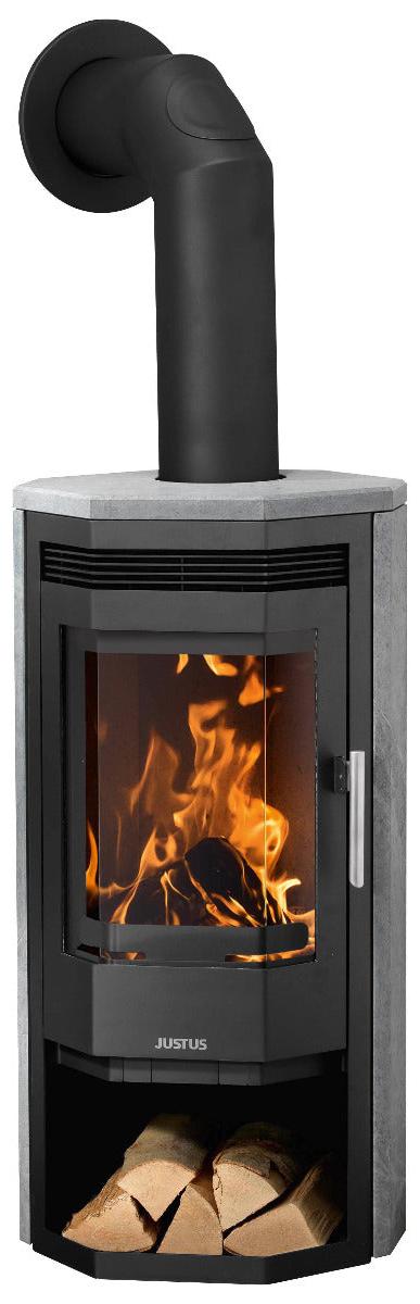 Justus | Kaminofen | Usedom 5 | 5,5 kW | Stahl Schwarz, Speckstein