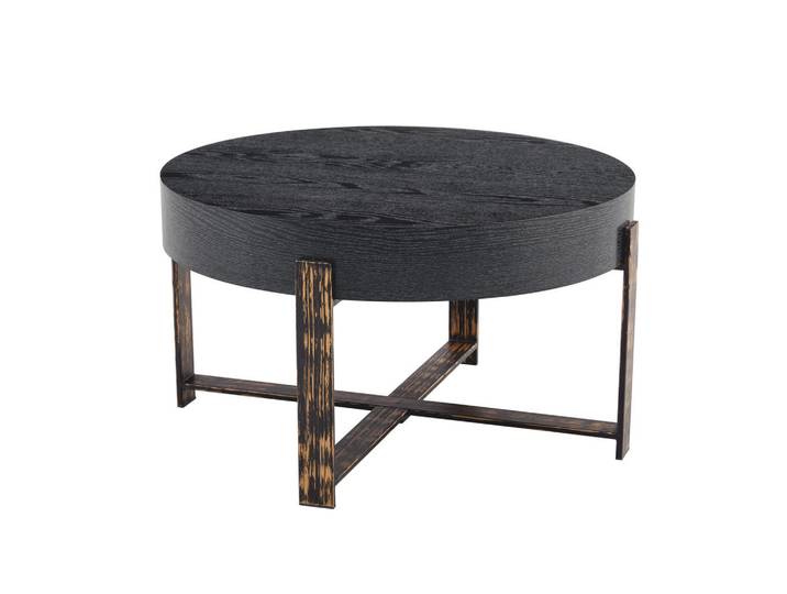 Modfu Beistelltisch aus MDF und Metall 68x68x39 cm Schwarz mit Kreuzgestell und rutschfesten Füßen, 68x39x68 cm, Wohnzimmer, Wohnzimmertische, Beistelltische