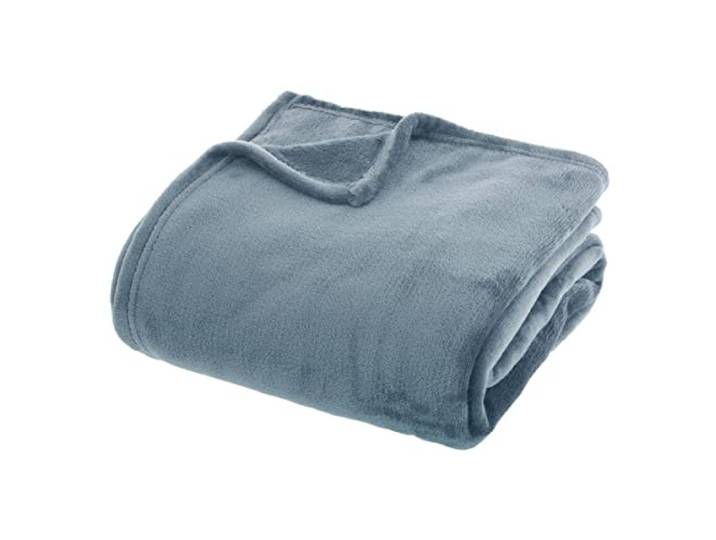 Decke, einfarbig, Flanell, Sturmblau, 180 x 230 cm, Atmosphera Designer für Innenräume