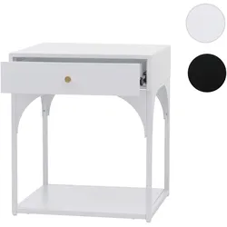 Nachttisch HWC-O88, Kommode Beistelltisch Nachtschrank Nachtkasten, Schublade Metall 50x43x41cm ~ weiß