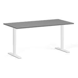 Höhenverstellbarer Schreibtisch, 2 Motoren, 74-121 cm, Tischplatte 160x80 cm, weißes Metallgestell, Graphit