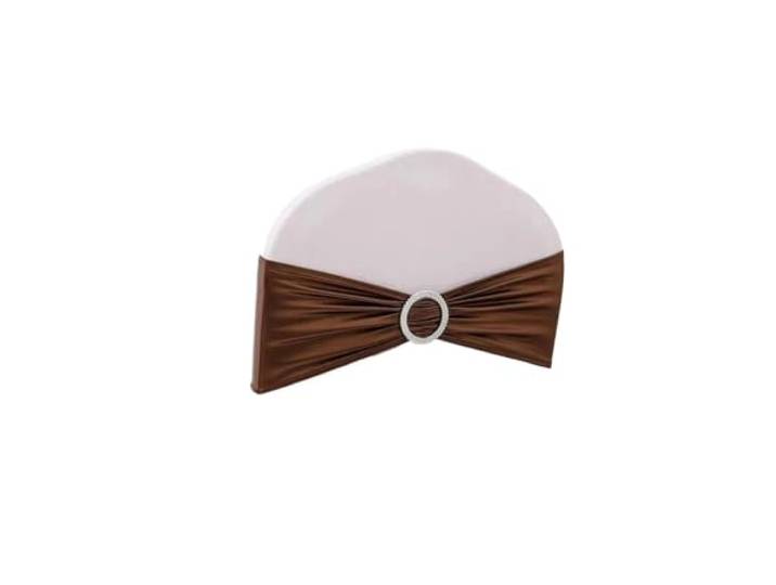 Stuhlschleifen für Hochzeiten 10/50/100pc Hochzeit Stuhl Dekoration Schärpen Bogen Shiny Metallic Knoten Bands Krawatte Mit Runde schnalle for Party Bankett(Brown,100pcs)