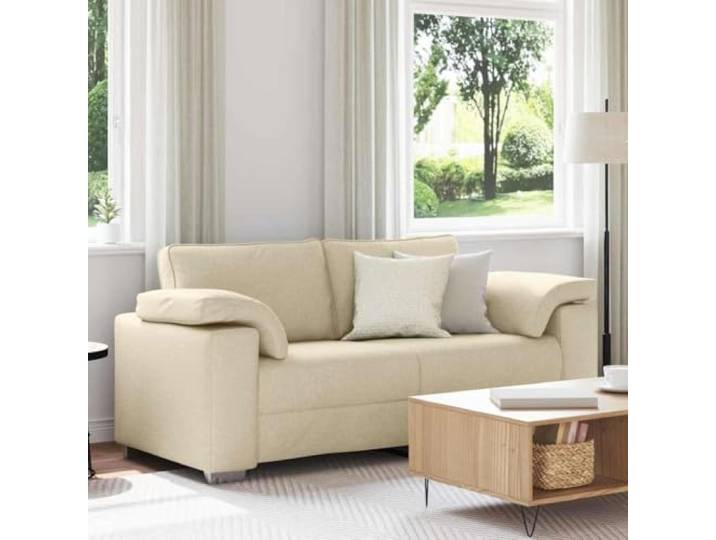 pokgdf Zweisitzer-Sofa Creme 180 cm Stoff Breite Armlehnen, Atmungsaktives Design, Langlebig, Modernes Wohnzimmer