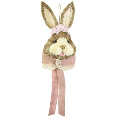 Dekofigur I.GE.A. "Tierfigur Bast-Hasenkopf Hase Osterhasen Deko Ostern Osterdeko", rosa, B:16cm H:60cm, Baumwolle, sonstige Fasern, Dekofiguren, Türdeko Wanddeko Osterfigur Frühlingsdeko Dekohase Skulptur Frühling