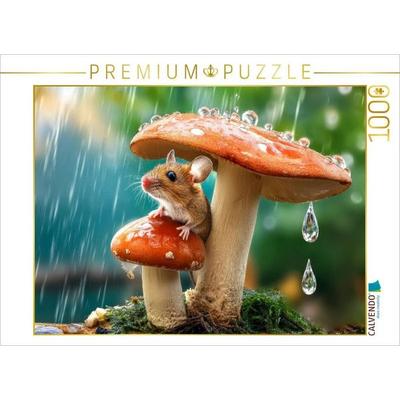 CALVENDO Puzzle Fantastisch - ein Stuhl im Regen mit einem Regenschirm | 1000 Teile Lege-Größe 64x48cm Foto-Puzzle für glückliche Stunden