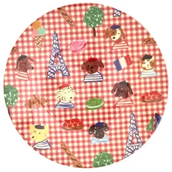 RICE Melamin Kinderteller Kids in Paris, Pink – Ø 20 cm