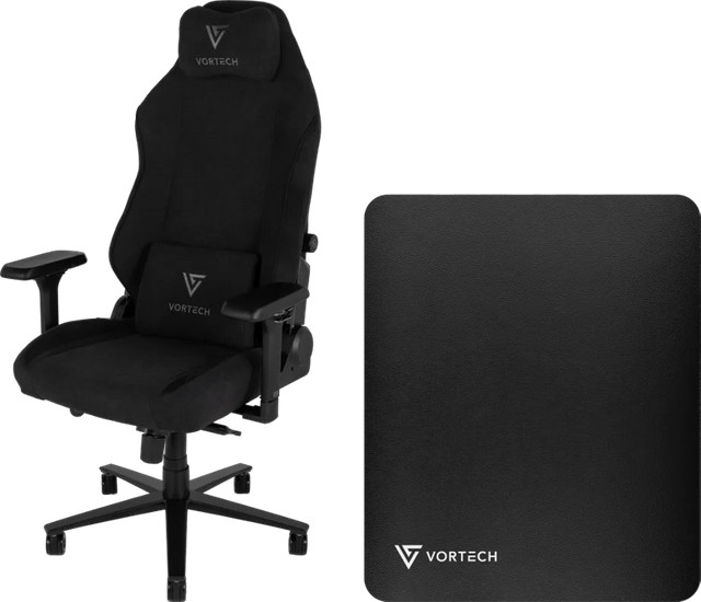 Vortech Prestige Plus Gamestoel Zwart met Vortech Vloermat Zwart