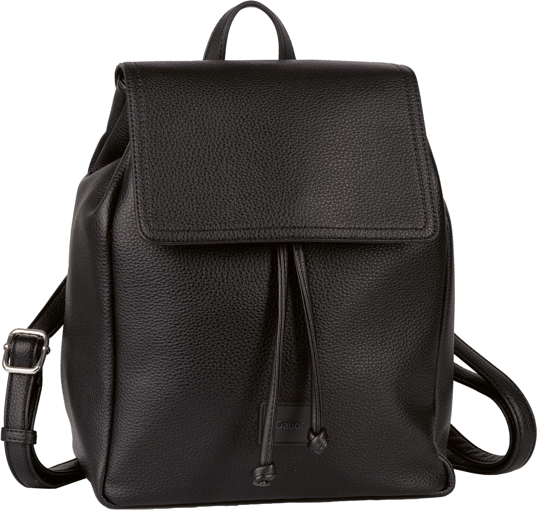 Rucksack GABOR "Elfie", Gr. B/H/T: 25cm x 29,5cm x 13cm, schwarz, Basic, Rucksäcke Rucksack, aus fein genarbtem, glattem Kunstleder und mit einem Logo Rubber Patch schwarz B/H/T: 25cm x 29,5cm x 13cm