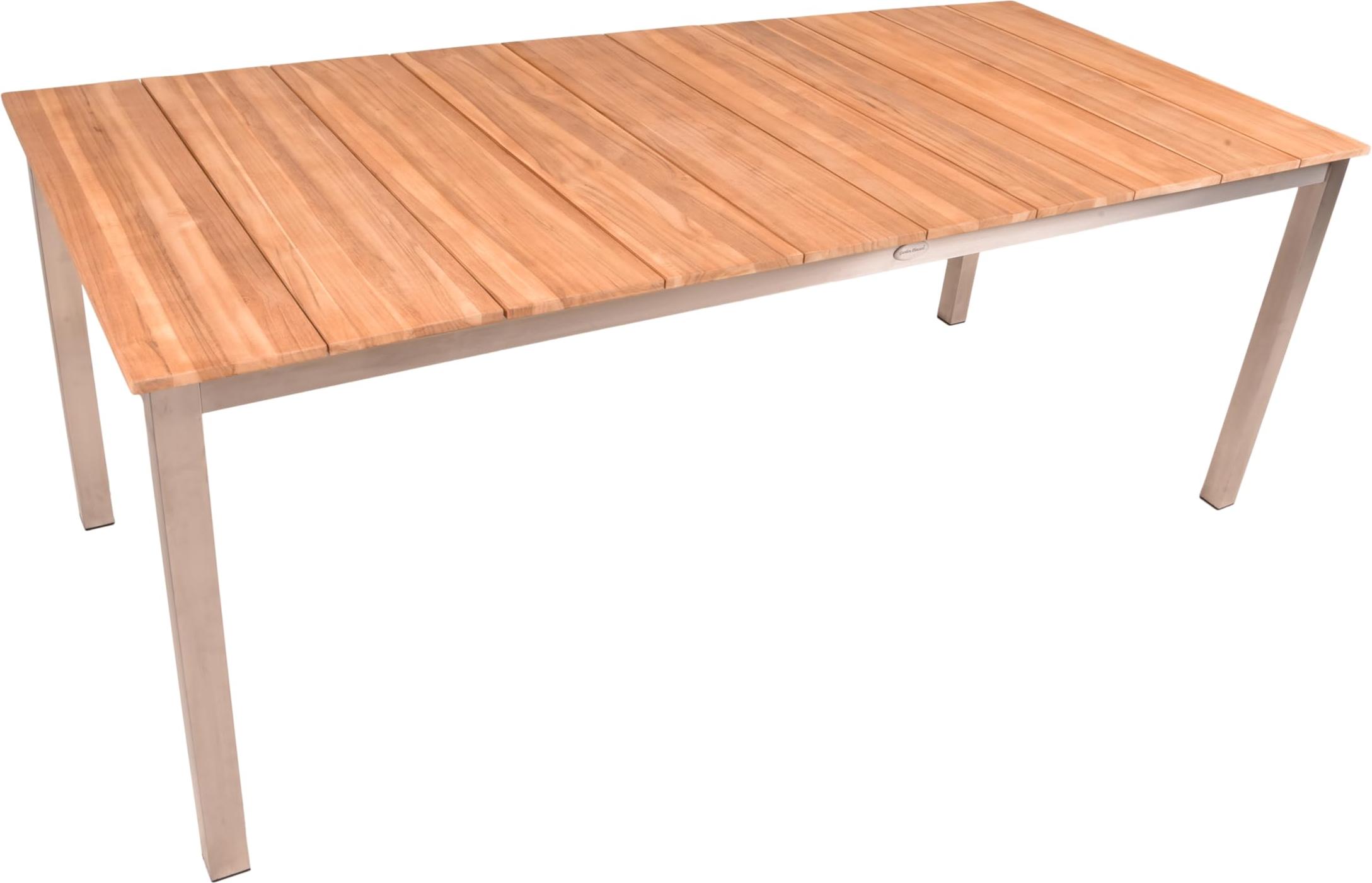 Gartentisch TINA - Teak, Natur, 200x90x75cm | Terrassentisch Wetterfest Outdoor Tisch