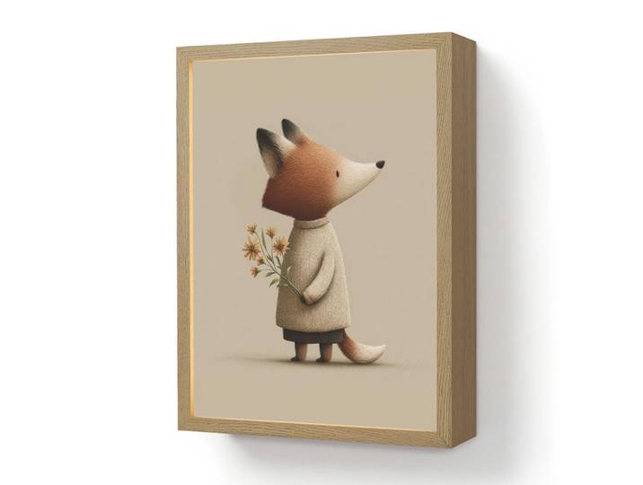 OnlyWow Wandleuchte MIT Akku Fuchs - Gelbe Blumen - Minimalistisch 30x40 cm, Taupe, Rechteckig, LED integrated, 30x40x8 cm, Lampen & Leuchten, Innenbeleuchtung, Wandleuchten