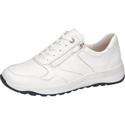 Schnürschuh WALDLÄUFER "K-John", Herren, Gr. 10 (44,5), Leder Textil, weiß, Nappaleder, unifarben, Schuhe Schnürschuh, Schnürschuh, Bequemschuh, H-Weite, mit seitlichem Reißverschluss