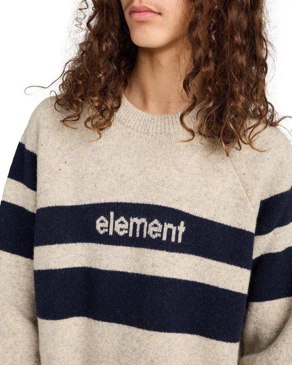 Strickpullover ELEMENT "2000S Rib", Herren, Gr. L, beige (oat milk), Obermaterial: 50% Wolle, 30% Modacryl, 20% Polyamid., Pullover Strickpullover oat milk L