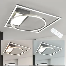 LED Deckenleuchte CCT Deckenlampe Dimmbar mit Fernbedienung Memory Funktion, verstellbar in silber, 6500 Tageslicht, 33W 4600Lm 2700-6500K, BxT 86x64 cm