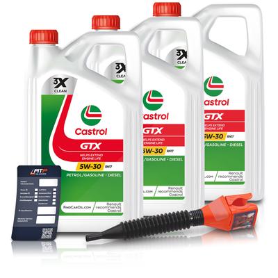 Castrol 15 L GTX 5W-30 RN17 + Ölwechsel-Anhänger + Einfülltrichter [Hersteller-Nr. 15F6E5]
