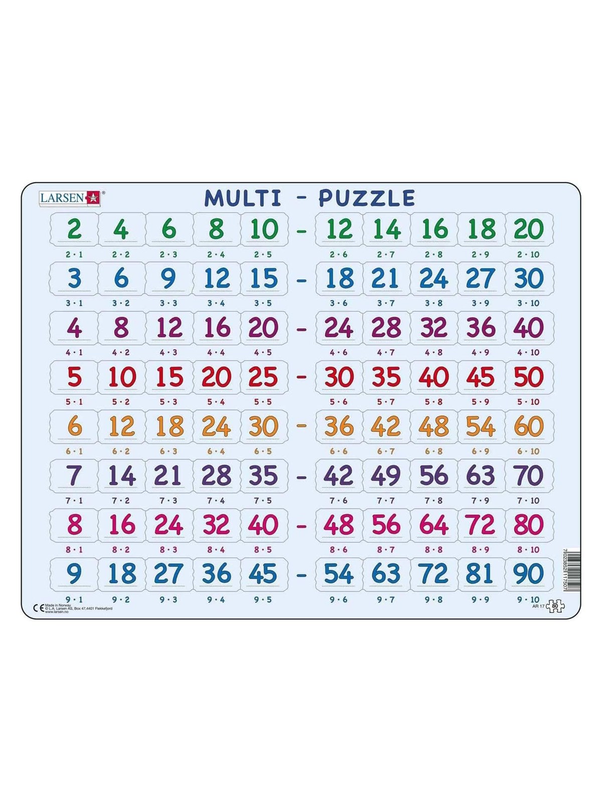 Selecta Play Larsen Jigsaw Puzzle Learning to Count - Tables 80 pcs. 2D Puzzles