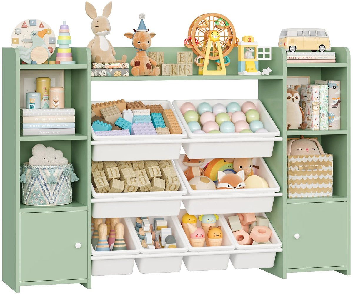 Lilac & Lily Kinderkamer Kast in Mintgroen met Vakken en 8 Opbergbakken