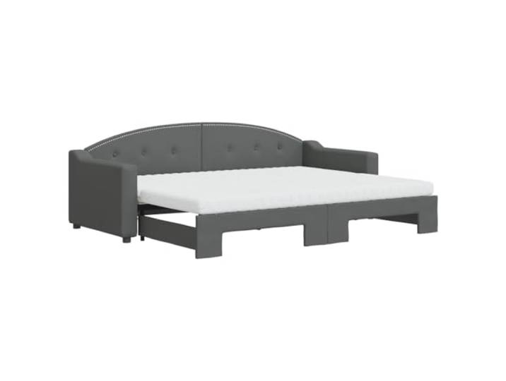 KTHLBRH Ausziehbares Schlafsofa mit Matratzen, dunkelgrau, 80 x 200 cm 2 Schaumstoffmatratzen, Gestell aus Massivholz und Metall, Stoff 100% Polyester, Lattenrost aus Sperrholz, Montage