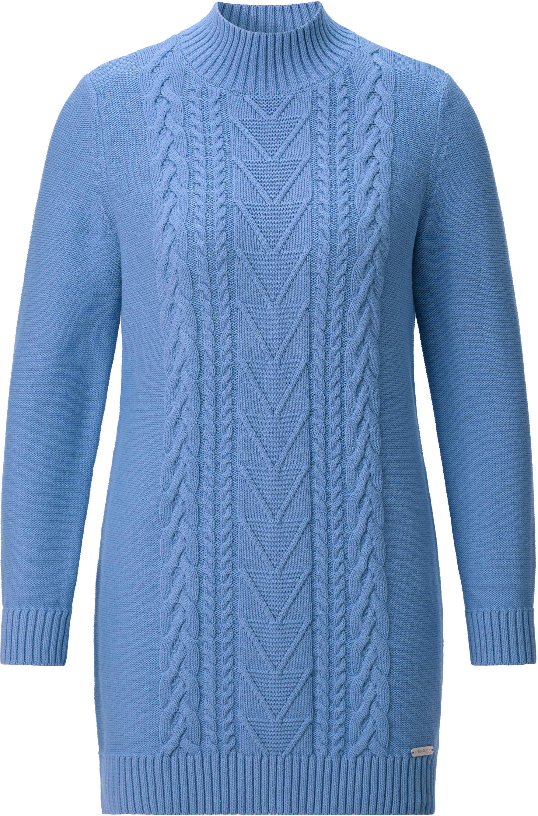Longpullover WITT "Longpullover Longpullover mit Zopf-Struktur-Muster", Damen, Gr. 36, blau (himmelblau), Sportlich, Pullover Longpullover