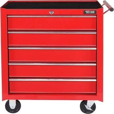 karlinc 5-Drawer Rolling Tool Chest w/Lock & Key - 24.41 In. W X 31.1 In. H X 12.99 In. D