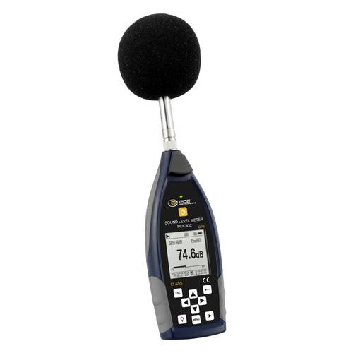 Schallpegelmessgerät mit GPS PCE-432 Klasse 1 Oktavbandfilter|A,B,C,Z & Fast,Slow,Impuls Bewertung|Datenlogger|USB