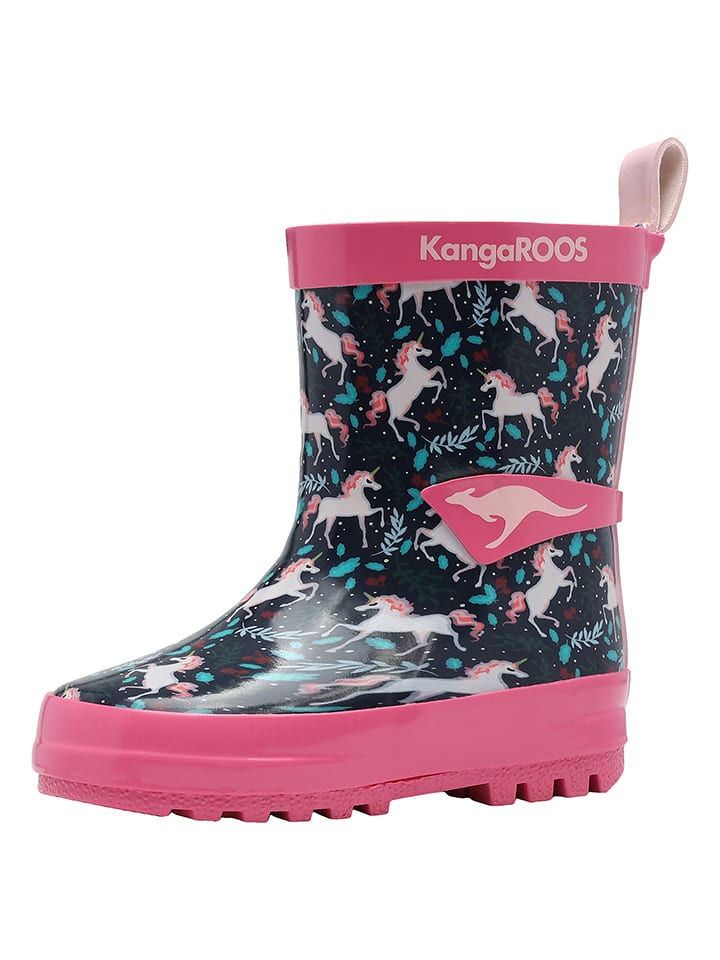 Kangaroos Gummistiefel "K-Rain" in Dunkelblau/ Pink - 25