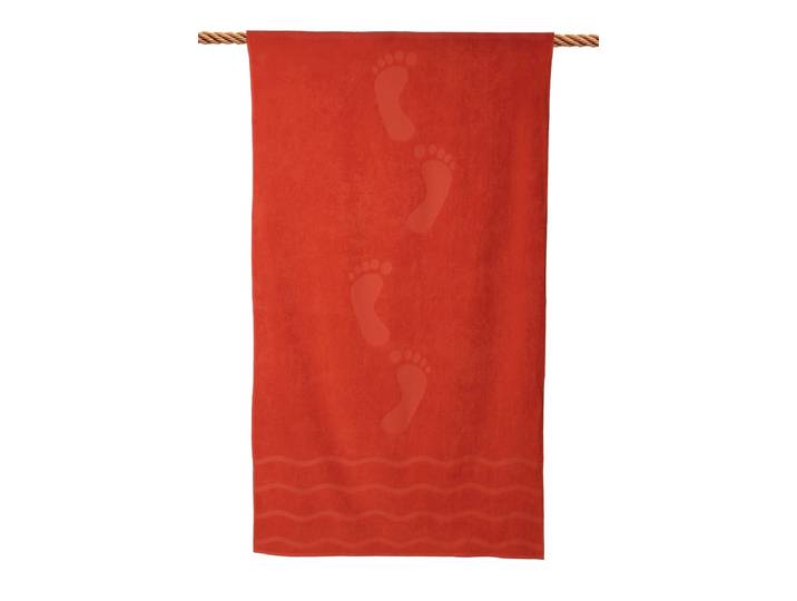 Strandtuch WEWO FASHION 9526 , rot (flame), B:100cm L:180cm, Frottier, Frottier, Handtücher, Strandtuch, Rückseite nahezu glatt