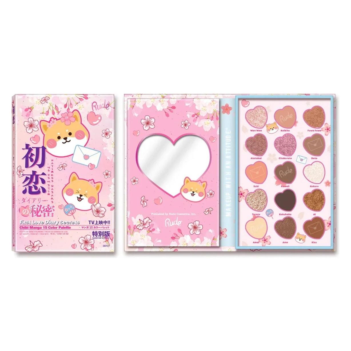 Rude Cosmetics First Love Diary Secrets, Lidschattenpalette, 15 Farbtöne (74847651)