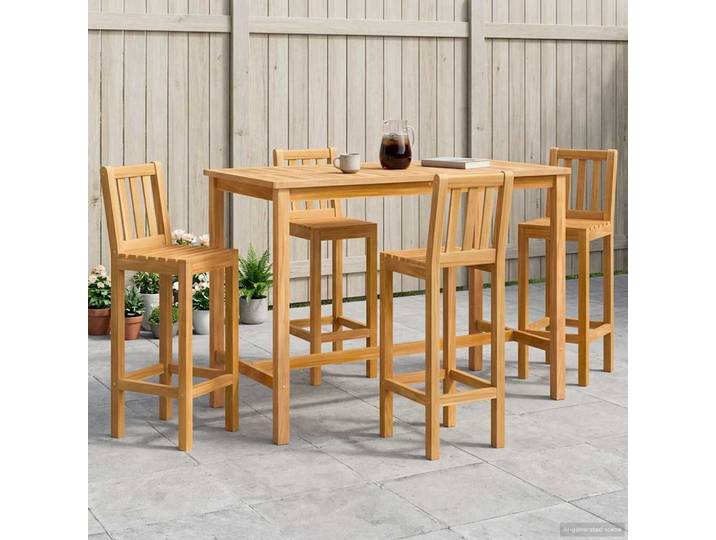 vidaXL Outdoor Bar Set 5 stk. Natur Massivholz Teak