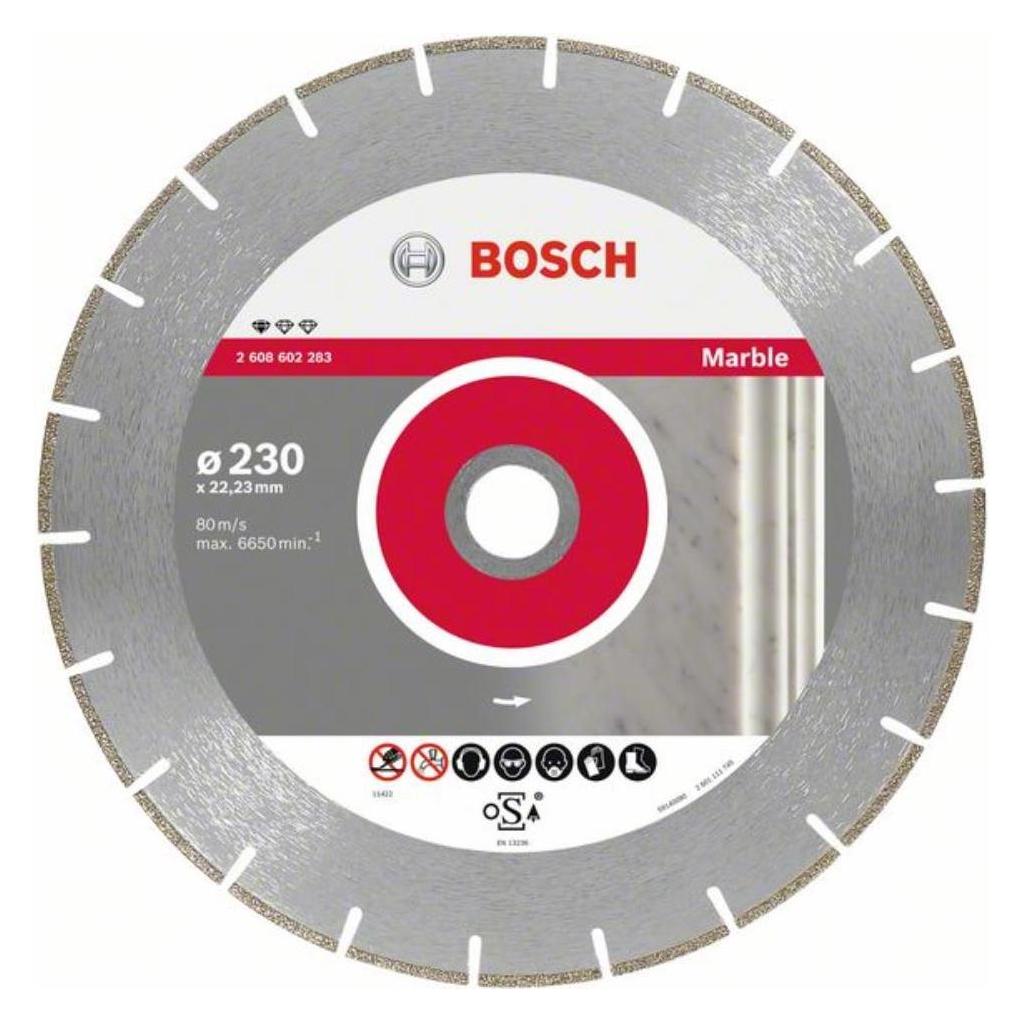 Bosch Professional Zubehör Diamanttrennscheibe Standard for Marble, 115 x 22,23 x 2,2 x 3 mm (2608602282)