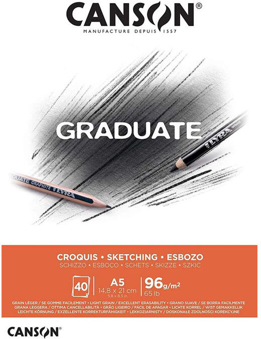 Bloc Graduate Croquis 40 feuilles 14,8x21 cm A5 96g/m² - Canson