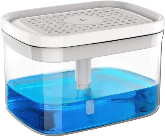 Benza afwasmiddeldispenser voor de keuken met sponshouder, 900 ml, transparant
