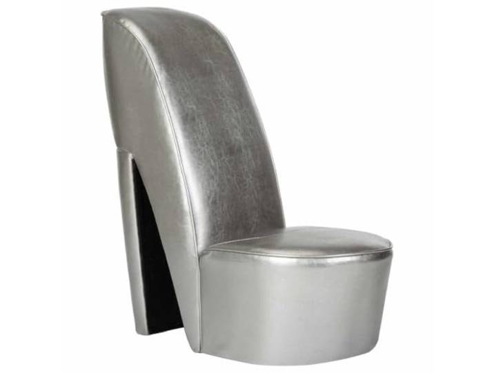 Sessel in Form eines Schuhs mit Absatz aus Kunstleder, Silber, 43 x 82,5 x Originelles Design, silbernes Kunstleder, einfache Montage, Tragkraft 110 kg, kühner Stil